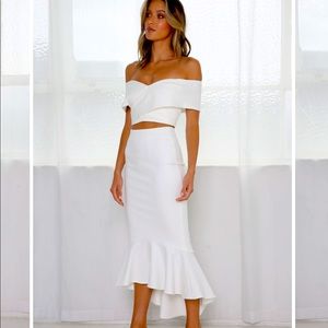 White Two-Piece Skirt Set Dress
